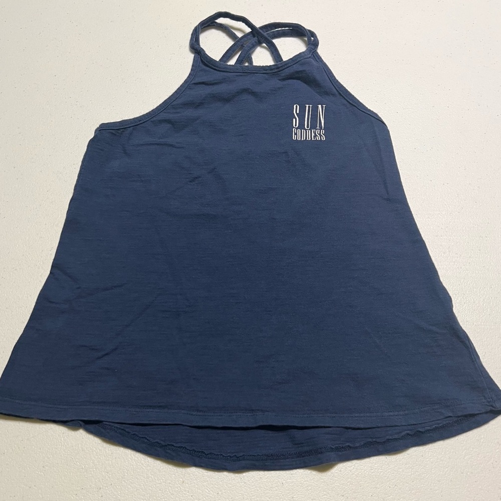 Sun Goddess~Ron Jon Surf Shop~ Navy Blue Crisscross Halter Tank~Women’s Small